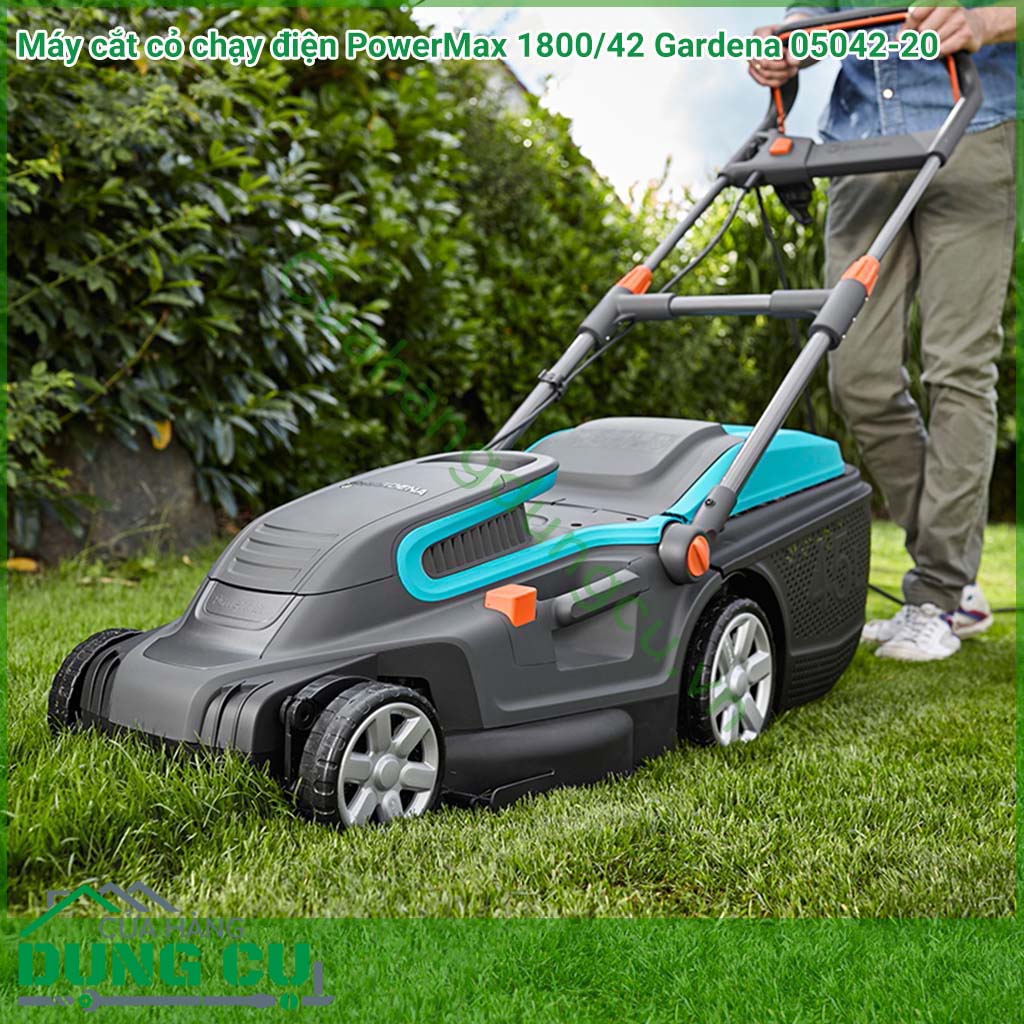 Máy cắt cỏ chạy điện 1800/42 Gardena 05042-20 là trợ lý không thể thiếu của bạn trong việc cắt cỏ ở những khu vực rộng tới 800 m2 và bạn có thể tự tin vào chất lượng sản phẩm và sự thoải mái tối đa trong quá trình vận hành