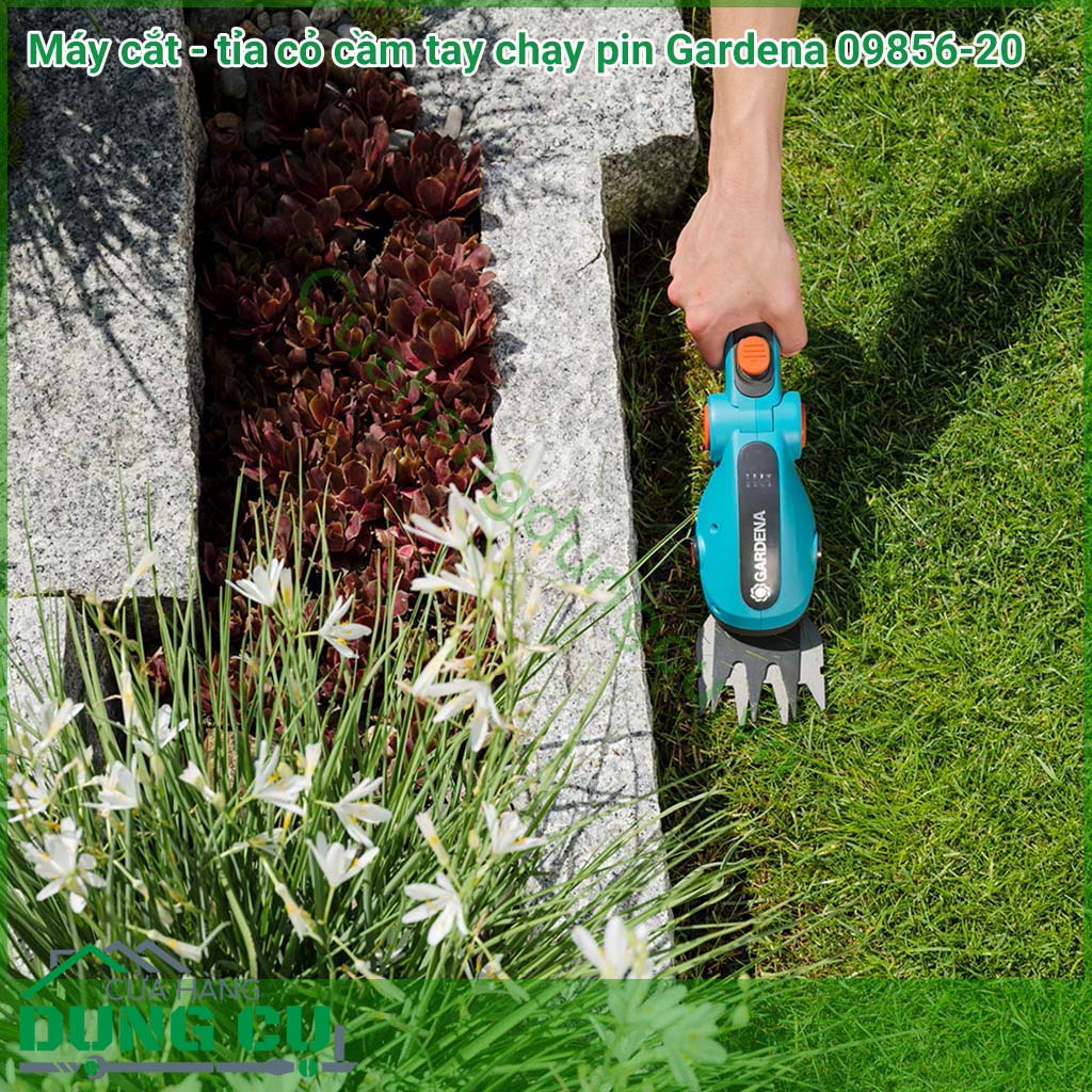 Máy cắt - tỉa cỏ cầm tay chạy pin Gardena 09856-20 được thiết kế với tay cầm tiện dụng nhỏ gọn giúp cầm máy chắc chắn gọn trong lòng bàn tay. Máy cắt - tỉa cỏ cầm tay chạy pin Gardena 09856-20 là máy cắt cầm tay không thể thiếu cho khu vườn của bạn.