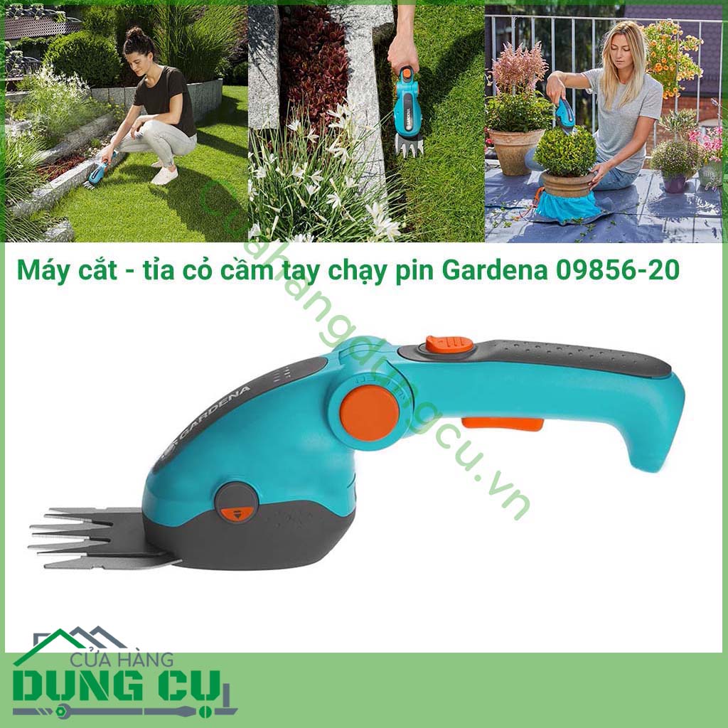 Máy cắt - tỉa cỏ cầm tay chạy pin Gardena 09856-20 được thiết kế với tay cầm tiện dụng nhỏ gọn giúp cầm máy chắc chắn gọn trong lòng bàn tay. Máy cắt - tỉa cỏ cầm tay chạy pin Gardena 09856-20 là máy cắt cầm tay không thể thiếu cho khu vườn của bạn.