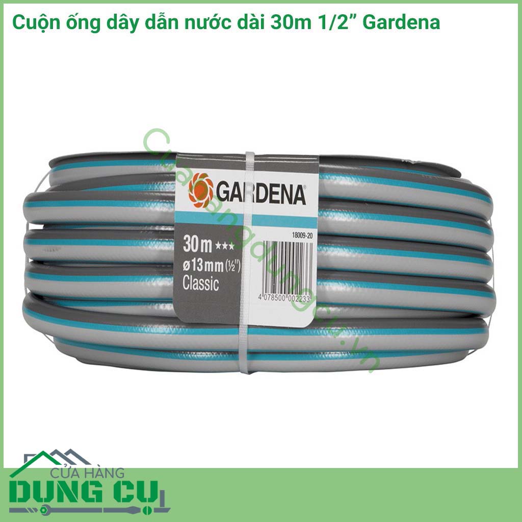 Cuộn ống dây dẫn nước dài 30m 1/2" Gardena 18009-20 là ống dây dẫn nước có chiều dài 30m với đường kính ống 13mm đem đến sự bền bỉ, chắc chắn cho người sử dụng