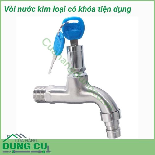 Vòi nước kim loại có khóa tiện dụng được làm bằng Inox304 được thiết kế chắc chắn. Sản phẩm đóng mở bằng khóa nên rất phù hợp lắp ngoài nhà làm vòi rửa chân tay trước khi bước vào nhà. Không lo bị trẻ con mở nước nghịch hoặc người khác lấy trộm nước.