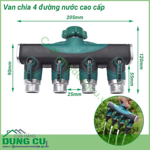 Van chia 4 đường nước có khóa cao cấp