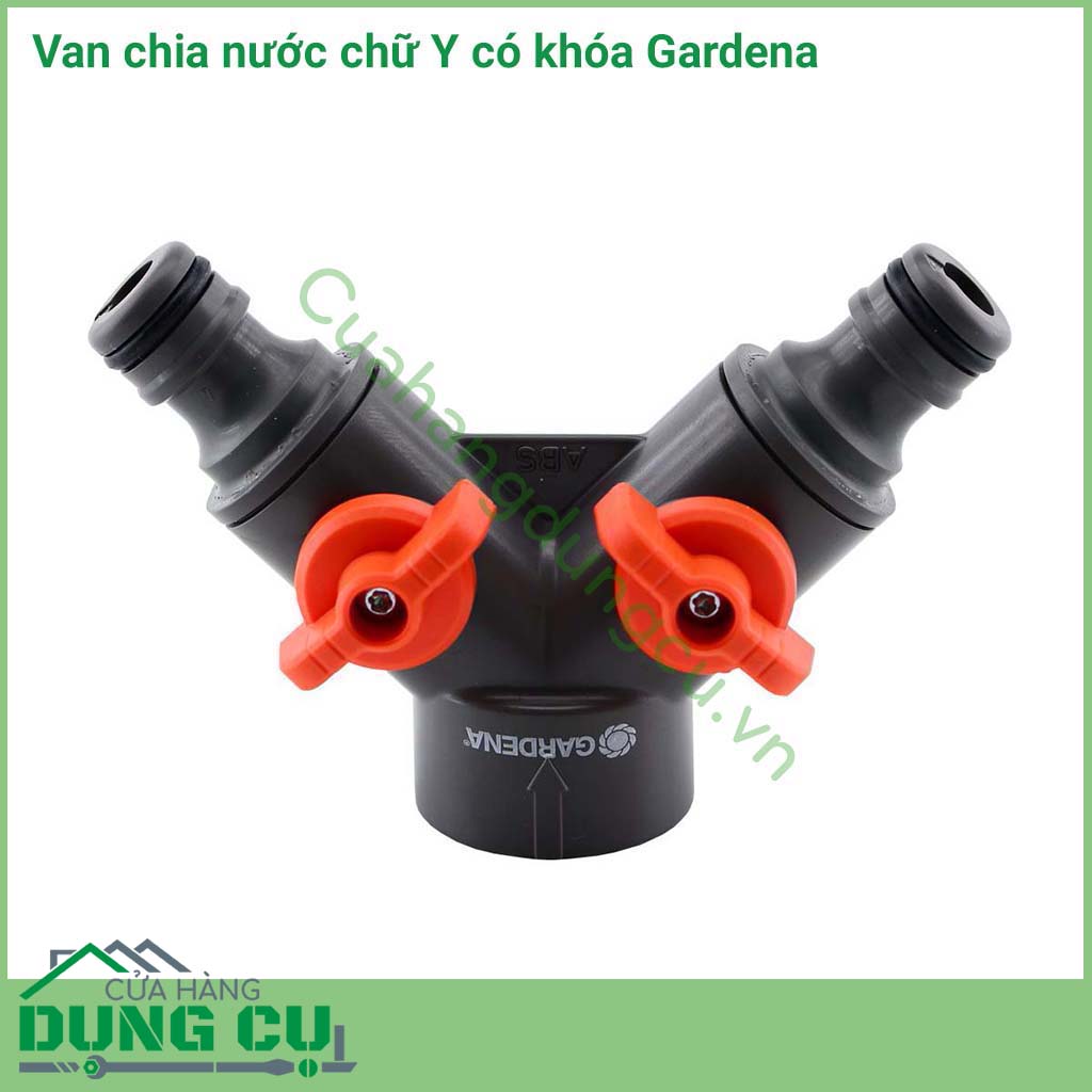 Van chia nước chữ y có khóa Gardena giúp mọi thiết bị tưới nước hoạt động một cách dễ dàng và nhanh chóng kết nối với vòi