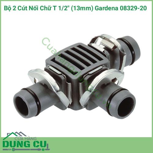 Cút nối ống  chữ T 1/2 inch (13mm) Gardena 08329-20 là một phần trong hệ thống tưới nhỏ giọt Gardena sử dụng để kết nối cho việc đi đường ống tưới.