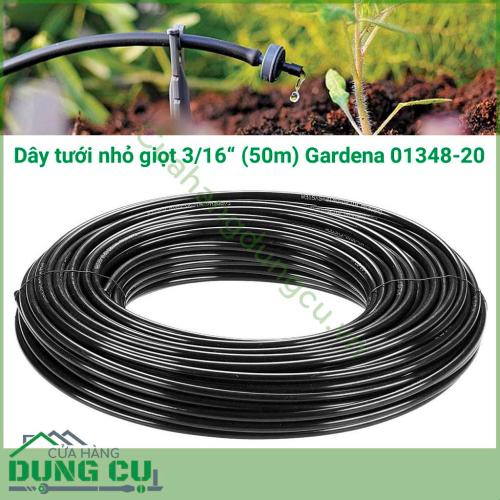 Dây tưới nhỏ giọt 3/16 inch 50m Gardena 01348-20 là đường dây phụ cung cấp cho hệ thống tưới nhỏ giọt đến từng cây riêng lẻ. Dây được làm bằng vật liệu chất lượng cao cho chất lượng sản phẩm tốt và thời gian sử dụng lâu dài.