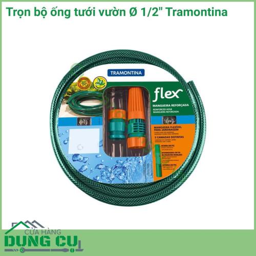 Trọn bộ ống tưới vườn Ø 1/2″ Tramontina dài 6m là loại ống có độ chắc chắn, độ bền cao thích hợp cho bạn dùng tưới vườn, tưới cảnh quan, hay có thể dùng tải nước xịt rửa xe, vệ sinh nhà cửa, chuồng trại.