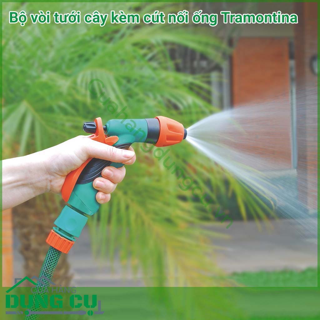 Bộ vòi tưới cây kèm cút nối ống Tramontina được sản xuất tại Brazil thuộc thương hiệu Tramontina.&nbsp;Sản phẩm được sản xuất với chất liệu chất lượng cao dùng tưới cây, tưới vườn.