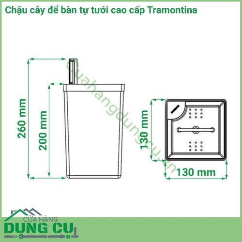 Chậu cây để bàn tự tưới cao cấp Tramontina được sản xuất tại Brazil thuộc thương hiệu Tramontina. Sản phẩm được làm bằng chất liệu cao cấp, độ bền cao, nhỏ gọn.