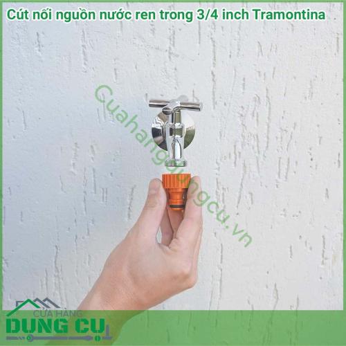 Cút nối nguồn nước ren trong 3/4 inch Tramontina là cút nối thông minh được sản xuất tại Brazil thuộc thương hiệu tập đoàn Tramontina. . Sản phẩm được sản xuất với chất liệu chất lượng cao, đảm bảo độ bền, chống chịu tốt dùng tưới cây.