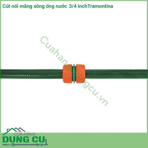 Cút nối măng sông ống nước 3/4 inch Tramontina nối nhanh vòi tưới cầm tay với ống tưới đường kính ngoài 3/4 inch, nối nhanh nguồn nước có ren (đã được gắn cút nối ren) với ống tưới, nối nhanh các thiết bị có khớp với ống nước