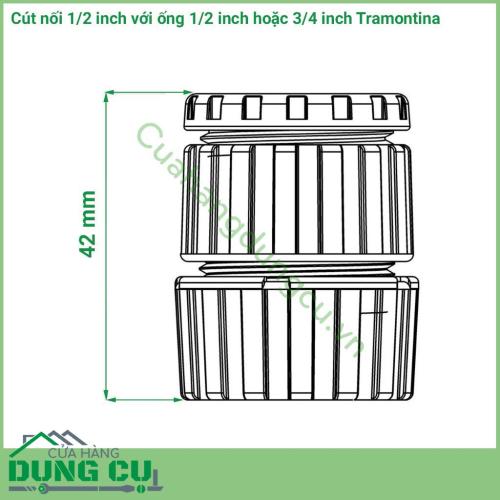 Cút nối ống 1/2 inch với ống 1/2 inch hoặc 3/4 inch Tramontina được làm bằng chất liệu nhựa cao cấp đảm bảo độ bền cao, chống chịu tốt.