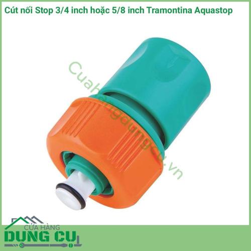 Cút nối nhanh Stop nối ống với thiết bị tưới 3/4 inch - 5/8 inch Tramontina giúp nối nhanh vòi tưới cầm tay với ống tưới đường kính ngoài từ 17-21m, nối nhanh nguồn nước có ren đã gắn cút nối ren với ống tưới, nối nhanh các thiết bị có khớp với ống nước.