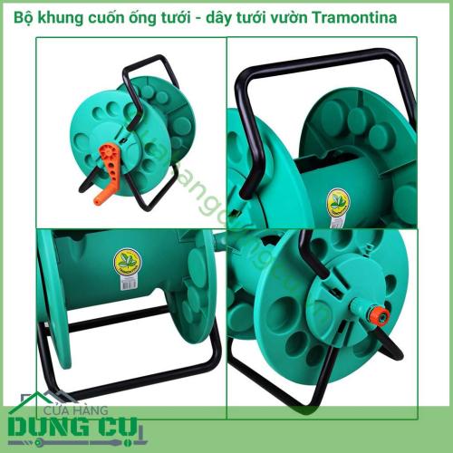 Bộ khung cuộn ống tưới - dây tưới vườn Tramontina là sản phẩm phù hợp có thể hỗ trợ bạn bất cứ khi nào bạn cần. Bạn có thể di chuyển cuộn dây một cách dễ dàng tới từng điểm chờ nước hoặc có thể gắn cố định trên tường bằng cách treo sản phẩm cố định.