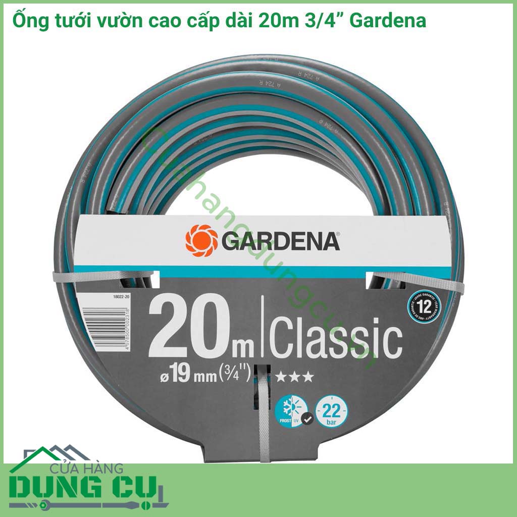 Ống tưới vườn cao cấp dài 20m 3/4 inch Gardena là ống dây dẫn nước có chiều dài 20m với đường kính ống 19mm đem đến sự bền bỉ, chắc chắn cho người sử dụng.