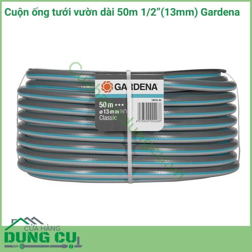 Cuộn ống dây tưới vườn dài 50m 1/2 inch Gardena 18010-20 là ống dây dẫn nước có chiều dài 50m với đường kính ống 13mm bền bỉ, chắc chắn cho người sử dụng.