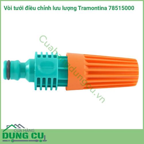 Vòi tưới điều chỉnh lưu lượng Tramontina là sản phẩm được sản xuất với chất liệu chất lượng cao dùng cho tưới cây. Dùng để tưới vườn, phun xịt rửa xe và tưới rau rất tiện lợi. 