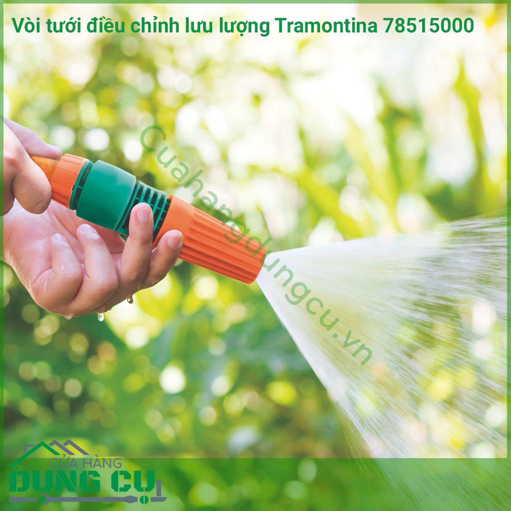 Vòi tưới điều chỉnh lưu lượng Tramontina là sản phẩm được sản xuất với chất liệu chất lượng cao dùng cho tưới cây. Dùng để tưới vườn, phun xịt rửa xe và tưới rau rất tiện lợi. 