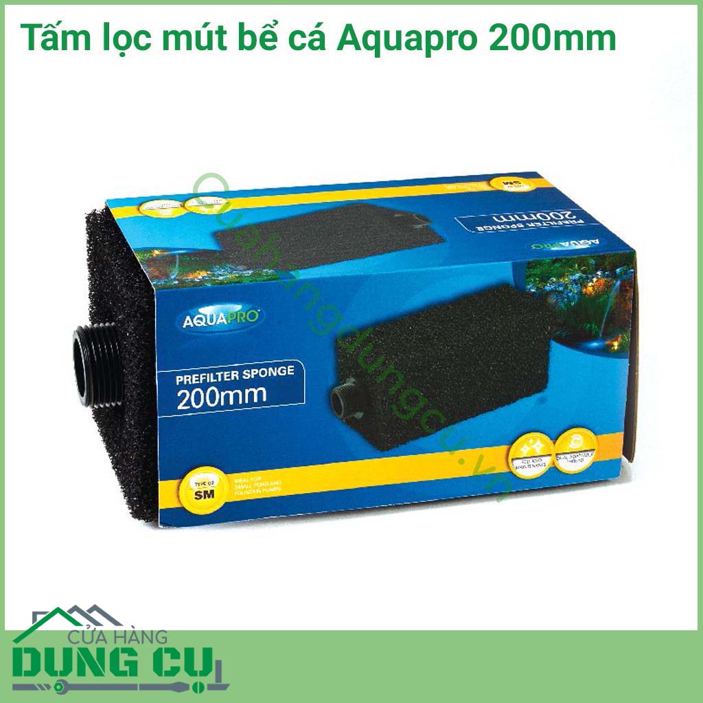 Tấm lọc mút Aquapro 200mm là sản phẩm lọc hiệu quả, linh hoạt với chi phí hợp lý. Được chế tạo để thích ứng với nhiều loại máy bơm khác nhau, ngăn lá và các mảnh vụn khác xâm nhập vào khoang bên trong máy bơm