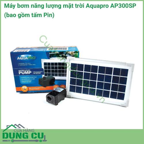 Máy bơm năng lượng mặt trời Aquapro AP300SP (bao gồm tấm Pin). Đây là một máy bơm điện áp thấp, an toàn, lý tưởng cho các bể hồ cá thủy sinh lên tới 300 lít và đi kèm với bộ điều chỉnh lưu lượng giúp bạn dễ dàng quản lý lưu lượng một cách hoàn hảo.