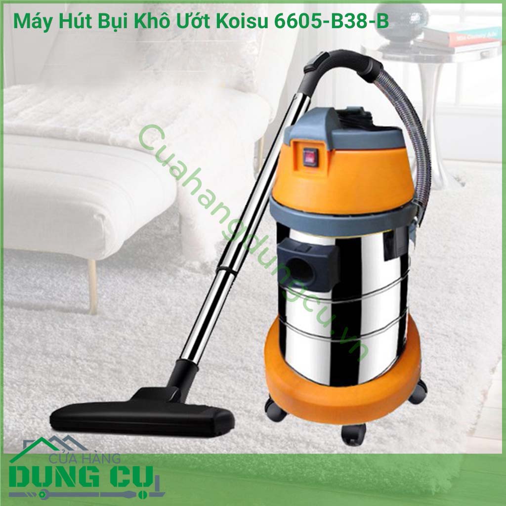 Máy Hút Bụi Khô Ướt Koisu 6605-B38-B&nbsp;thân vỏ, phụ kiện bằng chất liệu nhựa cao cấp chống va đập, thùng chứa bằng chất liệu thép bóng có tạo gân chịu va đập. Sản phẩm được&nbsp;thiết kế chuyên dụng cho việc vệ sinh nội thất xe hơi.