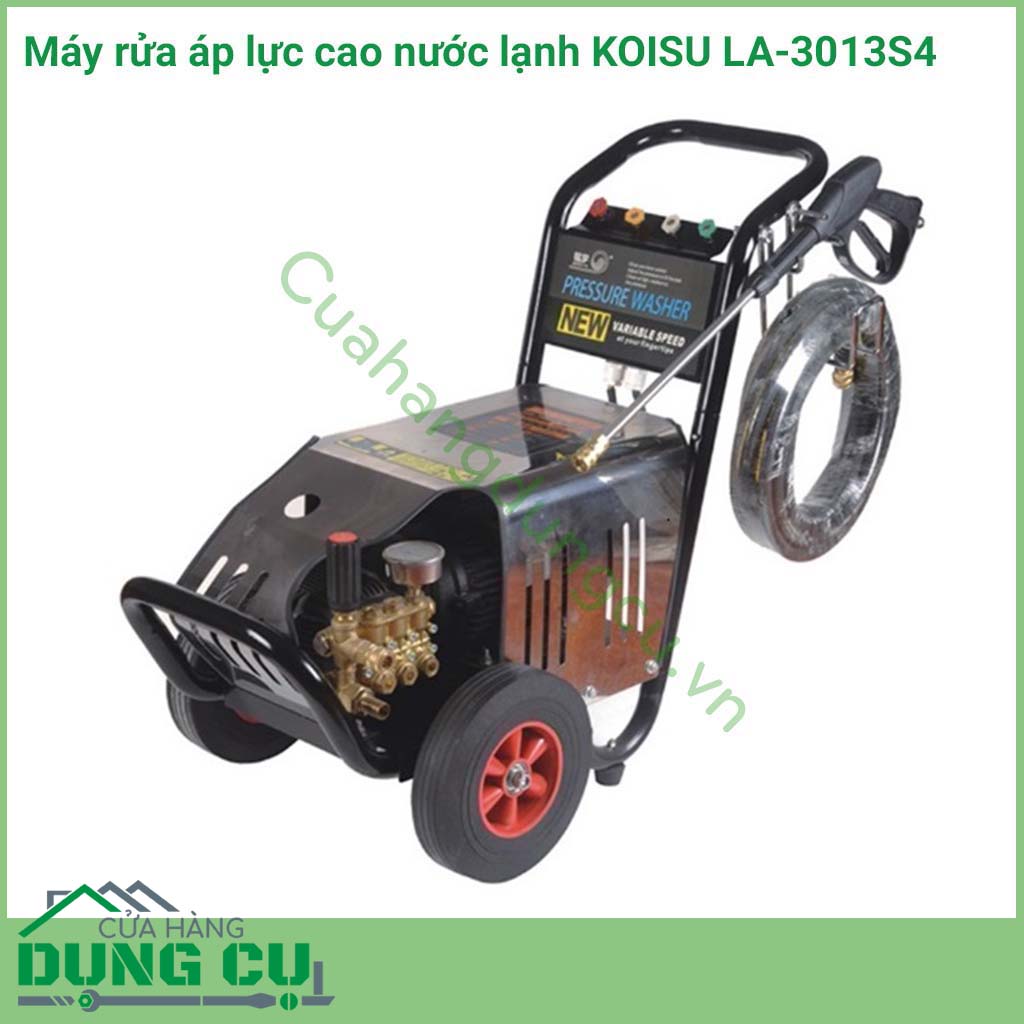 Máy rửa áp lực cao nước lạnh KOISU&nbsp;LA-3013S4&nbsp;&nbsp;dùng để xịt rửa vệ sinh các bề mặt khác nhau: làm sạch xe , vệ sinh máy móc, công xưởng, nhà bếp, tường nhà,... bằng dòng nước phun áp lực cao&nbsp;đồng thời là&nbsp;dòng máy tiết kiệm lượng nước tiêu thụ tối đa.&nbsp;