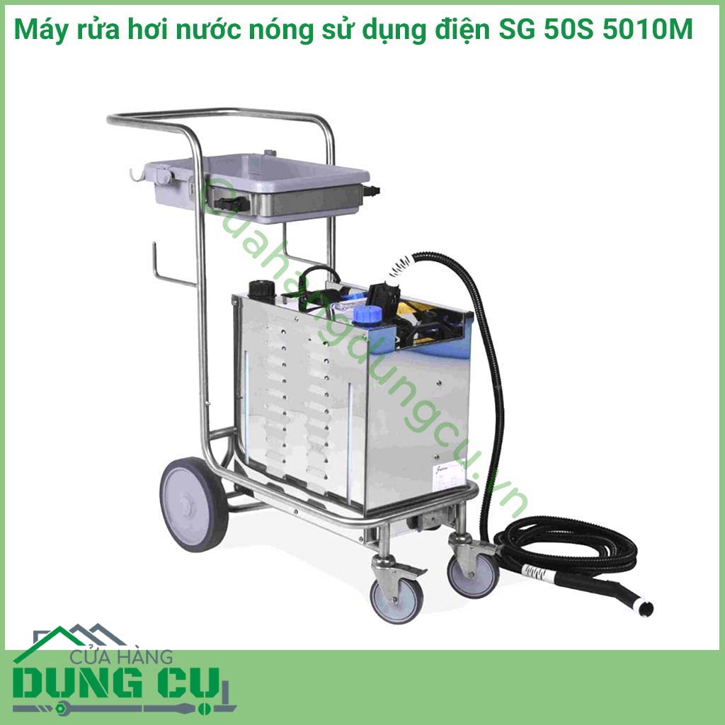 Máy rửa hơi nước nóng sử dụng điện&nbsp;SG 50S 5010M&nbsp;được thiết kế cách tân, cực kỳ thông minh và hiện đại, kiểu xe đẩy tiện dụng, di chuyển và làm việc rất hiệu quả. Tích hợp 2 chức năng hút khô và ướt, với công suất lớn, áp lực cao. 
