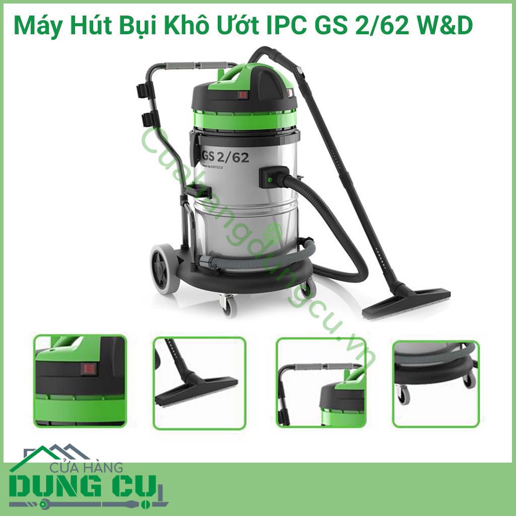Máy hút bụi khô ướt IPC GS 2/62 W&D phù hợp sử dụng trong công ty khối văn phòng, khách sạn, nhà hàng, nhà xưởng, kho bãi ...