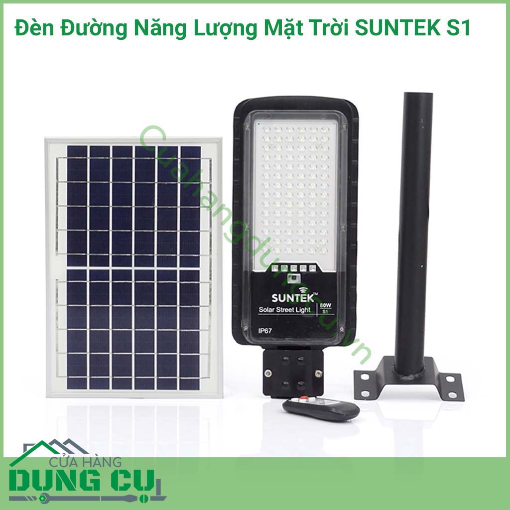 Đèn đường năng lượng mặt trời 80W-S1 sử dụng chiếu sáng như đèn sân vườn cho đèn đường,&nbsp;đèn cột, đèn chiếu, biệt thự,&nbsp;khu&nbsp;đất rộng, khu vườn,&nbsp;khu ao,&nbsp;vuông tôm...Đèn tích hợp bộ cảm biến ánh sáng,&nbsp;tự động sáng đèn khi trời tối và tắt đèn khi trời sáng. 