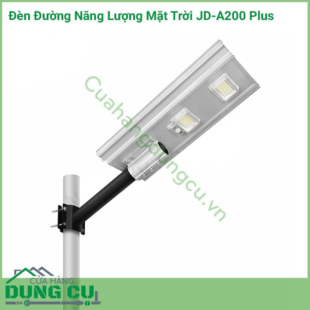 Đèn đường năng lượng mặt trời JD-A200 Plus&nbsp;đèn tích hợp bộ cảm biến ánh sáng,&nbsp;tự động sáng đèn khi trời tối và tắt đèn khi trời sáng. Sử dụng chiếu sáng như đèn đường,&nbsp;đèn sân vườn cho biệt thự, khu vườn,...Chế độ sáng thông minh tiết kiệm điện.