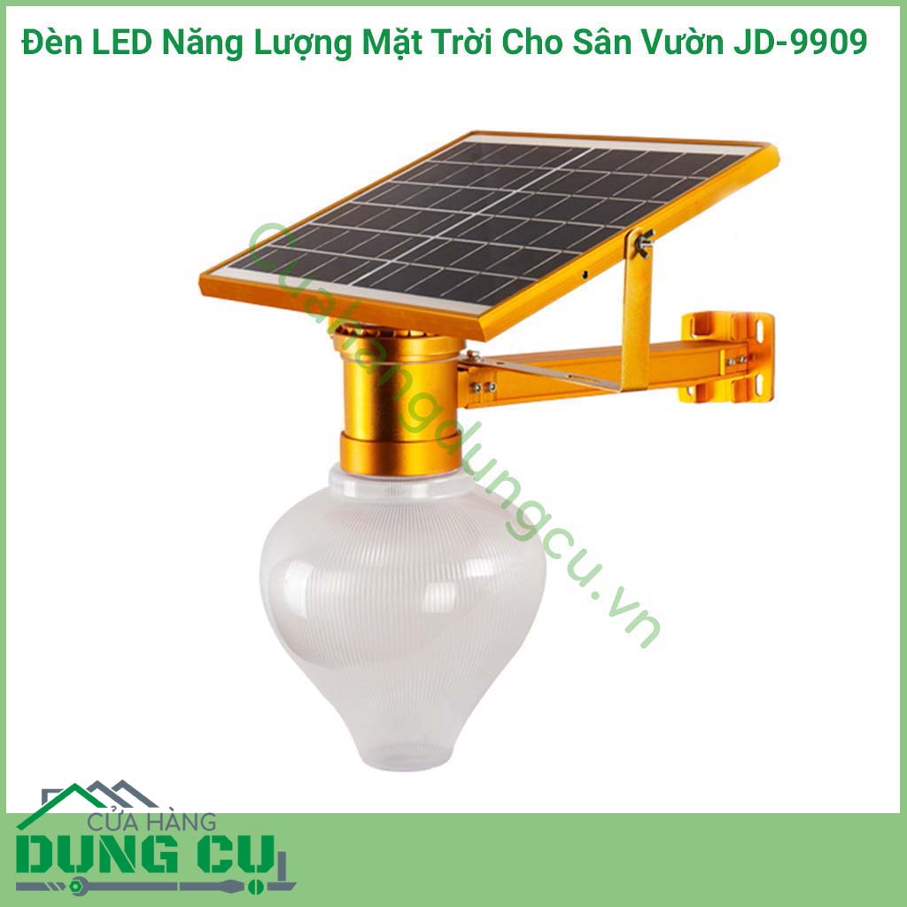 Đèn LED năng lượng mặt trời cho sân vườn JD-9909 có thiết kế hiện đại, bền bỉ, dễ lắp đặt ở mọi vị trí. Với khả năng chiếu sáng liên tục đèn phù hợp chiếu sáng ở những không gian rộng như sân vườn, khu biệt thự, trang trại,..