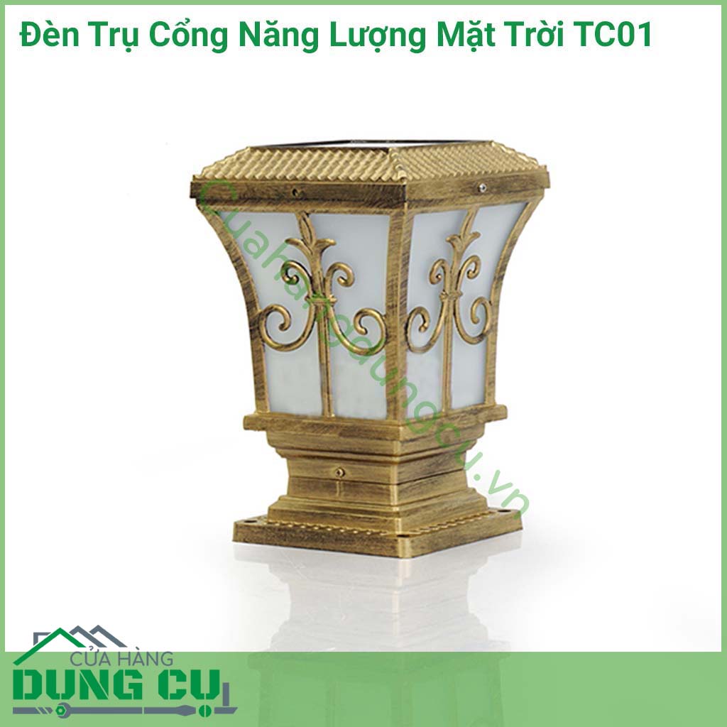 Đèn trụ cổng năng lượng mặt trời TC01&nbsp;chuyên dùng để lắp đặt và trang trí tại các vị trí ở cổng, hàng rào xung quanh nhà, sân vườn, trang trí biệt thự,...là giải pháp chiếu sáng thông minh, tiết kiệm năng lượng, không thải thủy ngân ra môi trường.