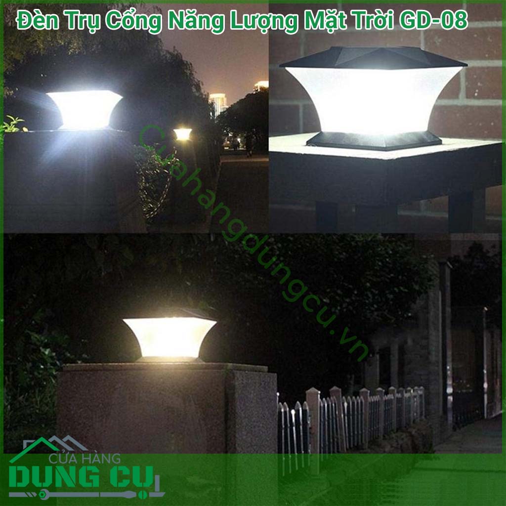 Đèn trụ cổng năng lượng mặt trời GD-08&nbsp;chuyên dùng để lắp đặt và trang trí tại các vị trí ở cổng, sân vườn, trang trí biệt thự, resot...là giải pháp chiếu sáng thông minh, tối ưu, tiết kiệm năng lượng, không thải thủy ngân ra môi trường.
