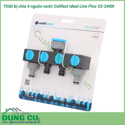 Thiết bị chia 4 nguồn nước Cellfast Ideal Line Plus 52-240N sẽ giúp bạn linh động trong việc chăm sóc vườn bởi chỉ 1 lần kết nối với nguồn bạn đã có 4 dòng nước. Công việc tưới vườn bình thường cũng sẽ được rút ngắn thời gian hơn