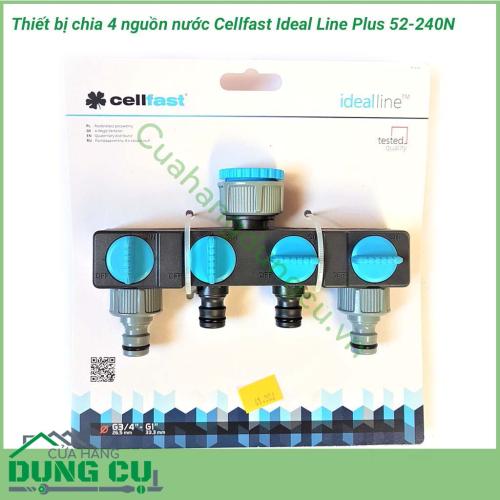 Thiết bị chia 4 nguồn nước Cellfast Ideal Line Plus 52-240N sẽ giúp bạn linh động trong việc chăm sóc vườn bởi chỉ 1 lần kết nối với nguồn bạn đã có 4 dòng nước. Công việc tưới vườn bình thường cũng sẽ được rút ngắn thời gian hơn