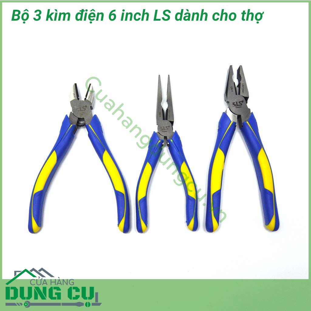 Bộ 3 kìm 6 inch LS dành cho thợ điện&nbsp;là dụng cụ sửa chữa điện chuyên dành cho các bác thợ điện với sự sắc bén và độ bền cao. Kìm được làm từ hợp kim cao cấp với độ bền bỉ cao, có khả năng hoạt động trong môi trường bất lợi, không bị gỉ.