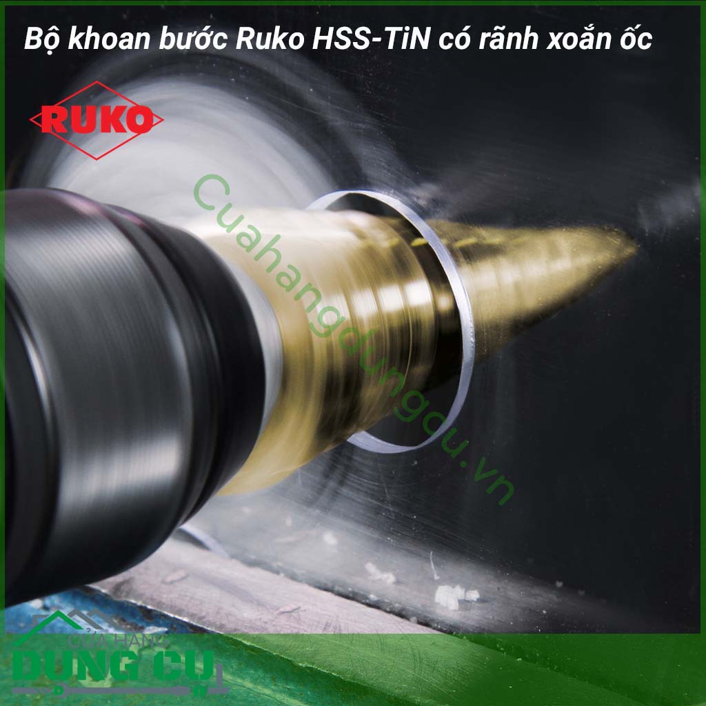 Hộp mũi khoan nón xoắn ốc thép HSS-TiN Ruko 101026T là một sản phẩm&nbsp;cao cấp của thương hiệu Ruko đến từ&nbsp;Đức. Mũi khoan Ruko&nbsp;được thiết kế hình nón gồm nhiều đường kính trên cùng 1 mũi khoan. 