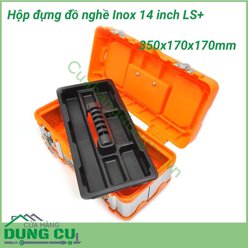 Hộp đồ nghề Inox 14 inch LS+&nbsp;được đúc bằng nhực cao cấp và được bọc thép không rỉ quanh thùng rất chắc chắn và bền bỉ, có độ bền và chịu lực tốt, cho thời gian sử dụng lâu dài,&nbsp;giúp bạn yên tâm trong suốt quá trình sử dụng.