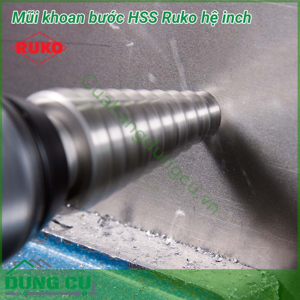 Mũi khoan bước HSS Ruko 5/16-1 inch 101705 được làm bằng vật liệu HSS&nbsp;có khả năng chịu được độ cứng cao, phù hợp cho thép thông thường, thép đúc, kim loại mềm, kim loại sáng. Bề mặt mũi khoan dạng xoắn ốc và chia bước.