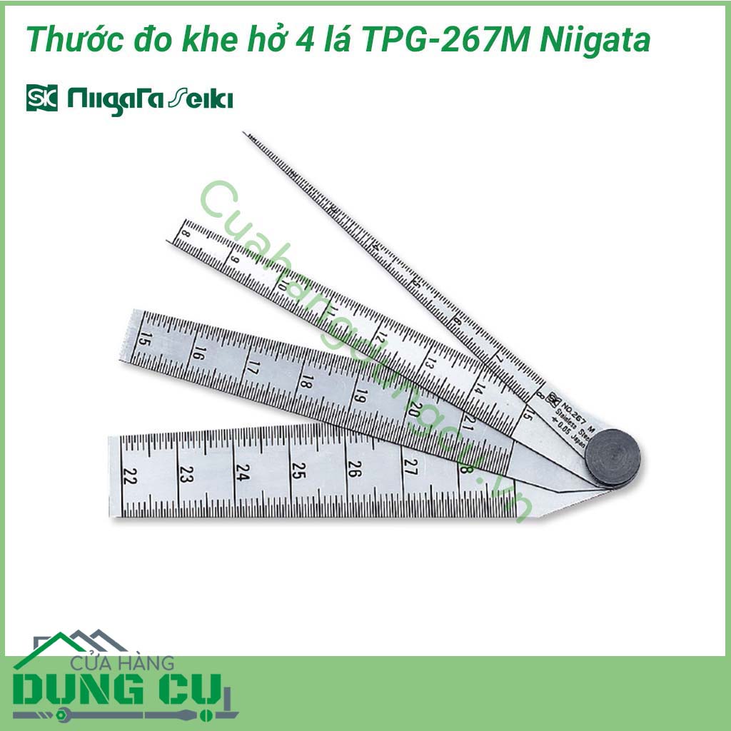 Thước đo khe hở 4 lá TPG-267M Niigata&nbsp;được làm bằng thép không gỉ nên có độ sáng bóng, đảm bảo độ bền tính chính xác, kích thước nhỏ gọn, thao tác đơn giản.&nbsp;Thước đo khe hở&nbsp;sử dụng để đo bề rộng rãnh, đo khe hở, đo đường kính lỗ, đo khe hở mối hàn,...