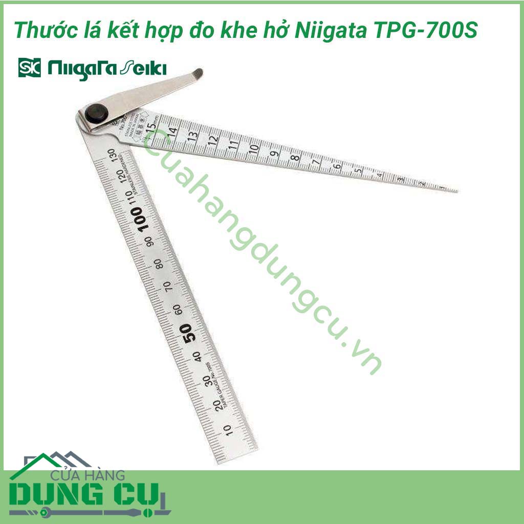 Thước lá kết hợp đo khe hở TPG-700S Niigata&nbsp;được nhập khẩu ở Nhật Bản. Sản phẩm vừa có thể dùng để đo chiều dài và đo kích thước rãnh, đo khe hở, đo đường kính lỗ..