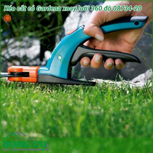 Kéo cắt cỏ cầm tay Gardena xoay lưỡi 360 độ 08734-20 là một dụng cụ làm vườn nên có trong mỗi gia đình có những bãi cỏ nhỏ hoặc những đường viền dài. Sử dụng thép không gỉ chất lượng cao. Và nhựa HDPE cao cấp cho độ bền cao, tính năng vượt trội.