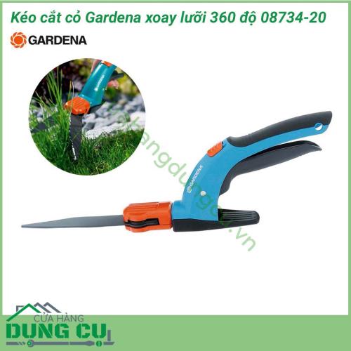 Kéo cắt cỏ cầm tay Gardena xoay lưỡi 360 độ 08734-20 là một dụng cụ làm vườn nên có trong mỗi gia đình có những bãi cỏ nhỏ hoặc những đường viền dài. Sử dụng thép không gỉ chất lượng cao. Và nhựa HDPE cao cấp cho độ bền cao, tính năng vượt trội.