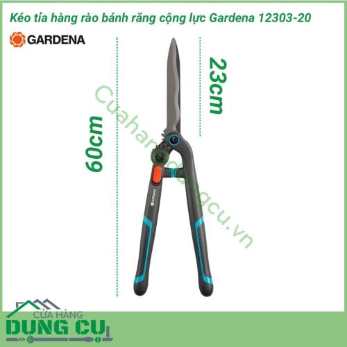 Kéo tỉa hàng rào cây cảnh bánh răng cộng lực Gardena 12303-20 được thiết kế kiểu dáng hiện đại màu sắc bắt mắt. Lưỡi kéo sắc bén, chống gỉ rét thao tác nhanh và gọn. Tay cầm êm ái, thoải mái khi làm việc.