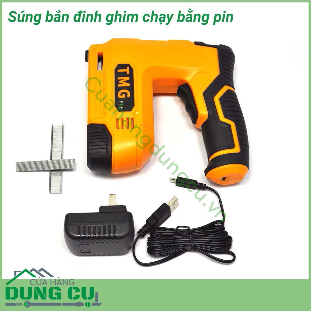 Súng bắn ghim bằng pin TMG&nbsp;là sản phẩm rất thông dụng và phổ biến hiện nay.&nbsp;Với thiết kế tiện dụng, dụng cụ này có thể được sử dụng ở mọi hoàn cảnh, mọi ngành nghề khác nhau như: trang trí, nghề mộc, văn phòng phẩm…&nbsp;