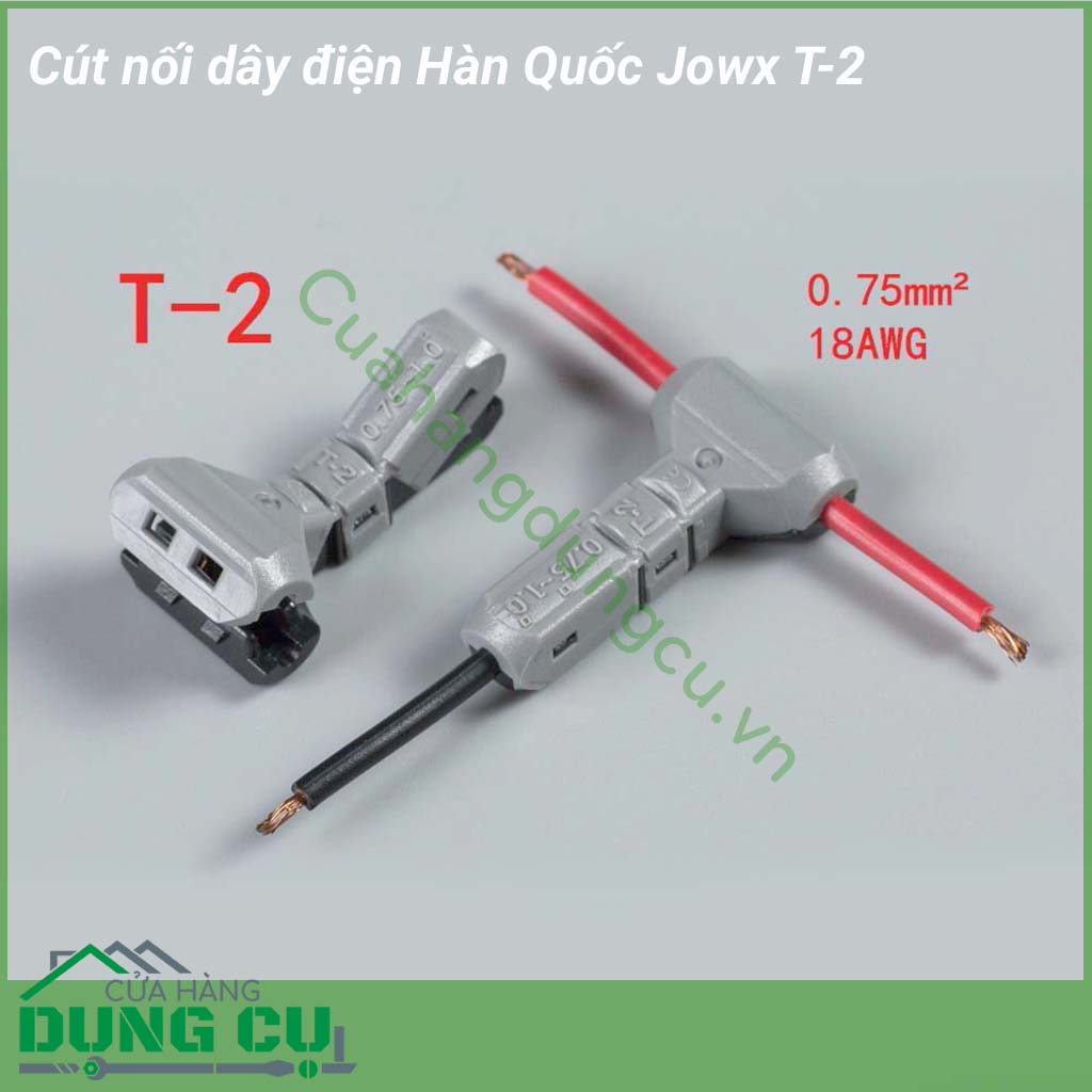 Đầu nối dây điện Hàn Quốc Jowx T-2&nbsp;mô phỏng hàm cá mập với lõi cút mạ đồng tăng khả năng dẫn điện, khớp nối rất chắc chắn. Vỏ nhựa dẻo chịu nhiệt bền đẹp. Cút nối dây điện đa năng bao gồm nhiều kích cỡ khác nhau.