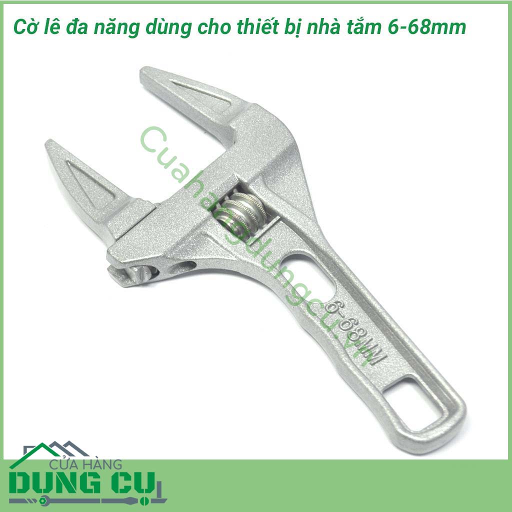 Cờ lê đa năng dùng cho thiết bị nhà tắm độ mở 6-68mm&nbsp;được chế tạo từ hợp kim nhôm, vòng miệng rộng, lực kẹp mạnh, khi sử dụng không làm sứt, mẻ mất đi tính thẩm mỹ của các phụ kiện được sửa chữa như phụ kiện đường ống mạ đồng, ống cút, vòi hoa sen.