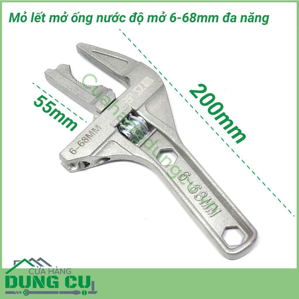 Mỏ lết vặn ống nước răng cưa hình bán nguyệt độ mở 6-68mm&nbsp;độ mở lớn được thiết kế thông minh, sáng tạo với 1 mặt có răng cưa hình bán nguyệt giúp dễ dàng vặn các ốc hay ống có kích cỡ lớn dễ dàng. Sản phẩm chuyên sử dụng cho nhà tắm, nhà vệ sinh.