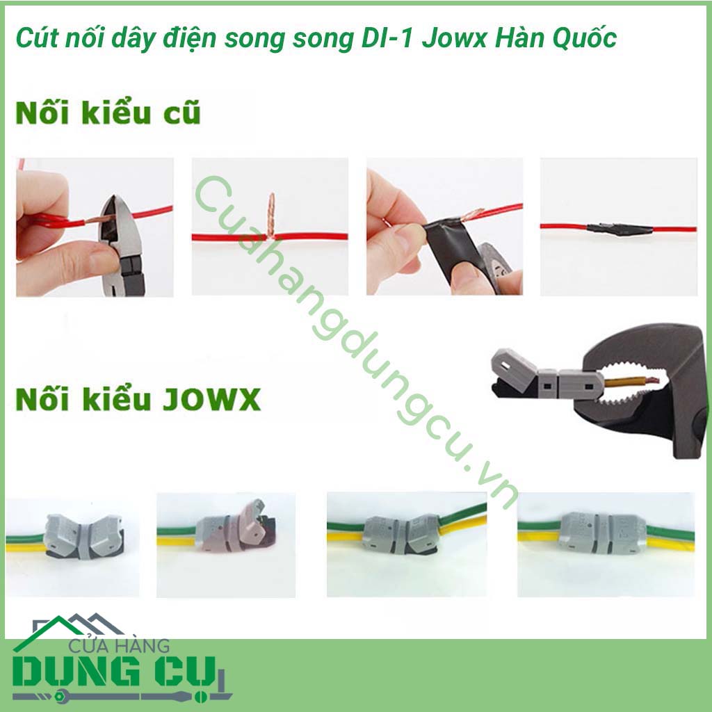 Cút nối dây điện song song DI-1 Hàn Quốc Jowx&nbsp;giúp bạn có những mối nối điện đôi nhanh chóng, gọn gàng, an toàn.