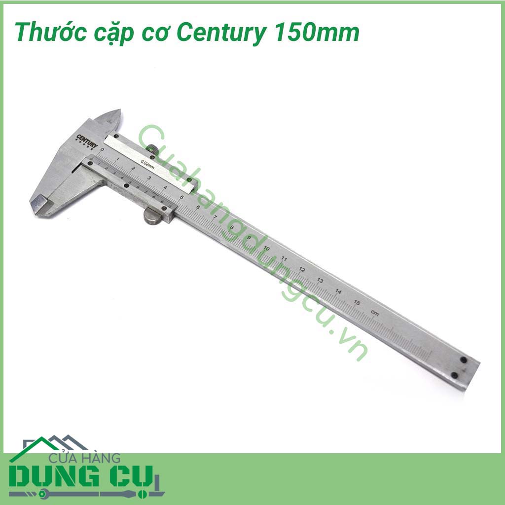 Thước cặp cơ Century 150mm&nbsp;là một loại dụng cụ đo khá chính xác, được sử dụng nhiều trong những ngành sản xuất như: cơ khí, đồ gỗ, đồ nhựa, nhôm kính ...&nbsp;Thước cặp cơ dùng để đo kích thước với độ chính xác tương đối cao.