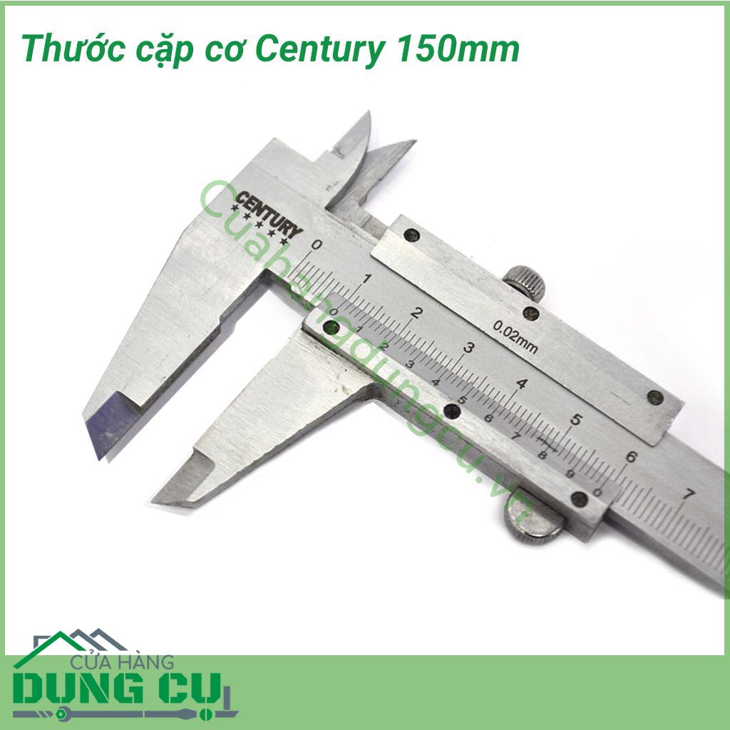 Thước cặp cơ Century 150mm&nbsp;là một loại dụng cụ đo khá chính xác, được sử dụng nhiều trong những ngành sản xuất như: cơ khí, đồ gỗ, đồ nhựa, nhôm kính ...&nbsp;Thước cặp cơ dùng để đo kích thước với độ chính xác tương đối cao.